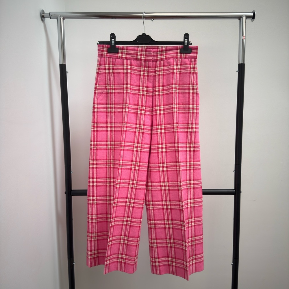 SMYTHE Pink Checkered wide leg culotte
